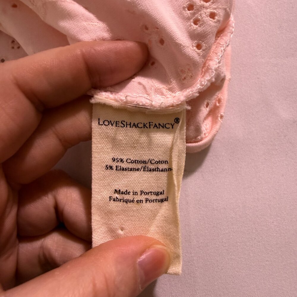 LoveShackFancy Jonah Crop Cardigan Blush Eyelet Button Front Sweater Size S - Picture 11 of 11